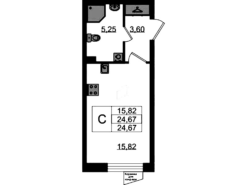 Квартира студия 24.67 м², 2/11 эт., ЖК «VEREN NORT Сертолово»